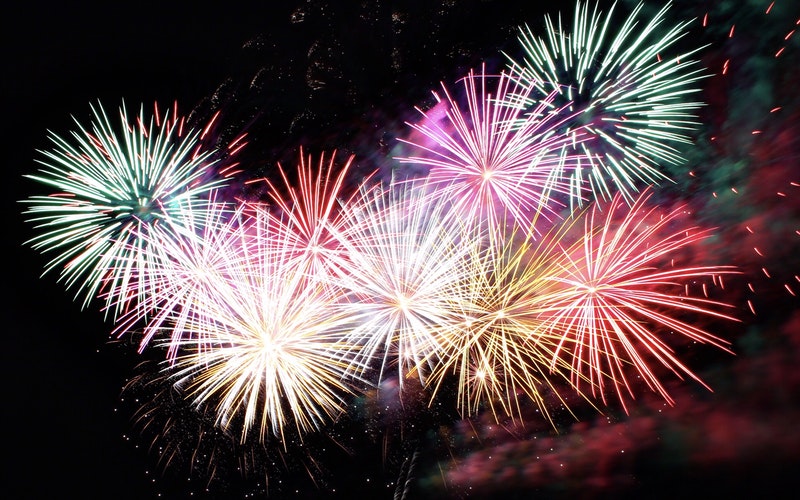 colorful fireworks exploding in sky