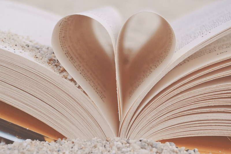 book with folded pages in the shape of a heart
